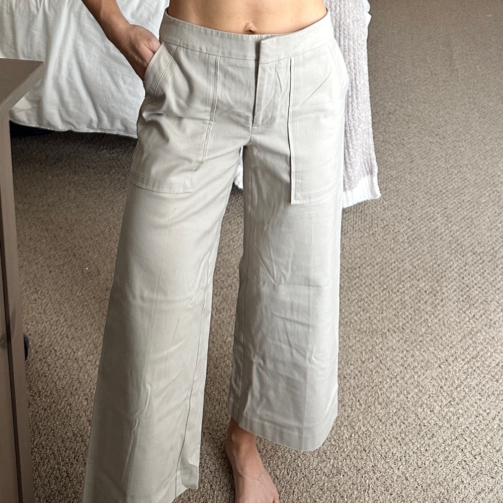 Ann Taylor Factory Cream Wide-Leg Trousers